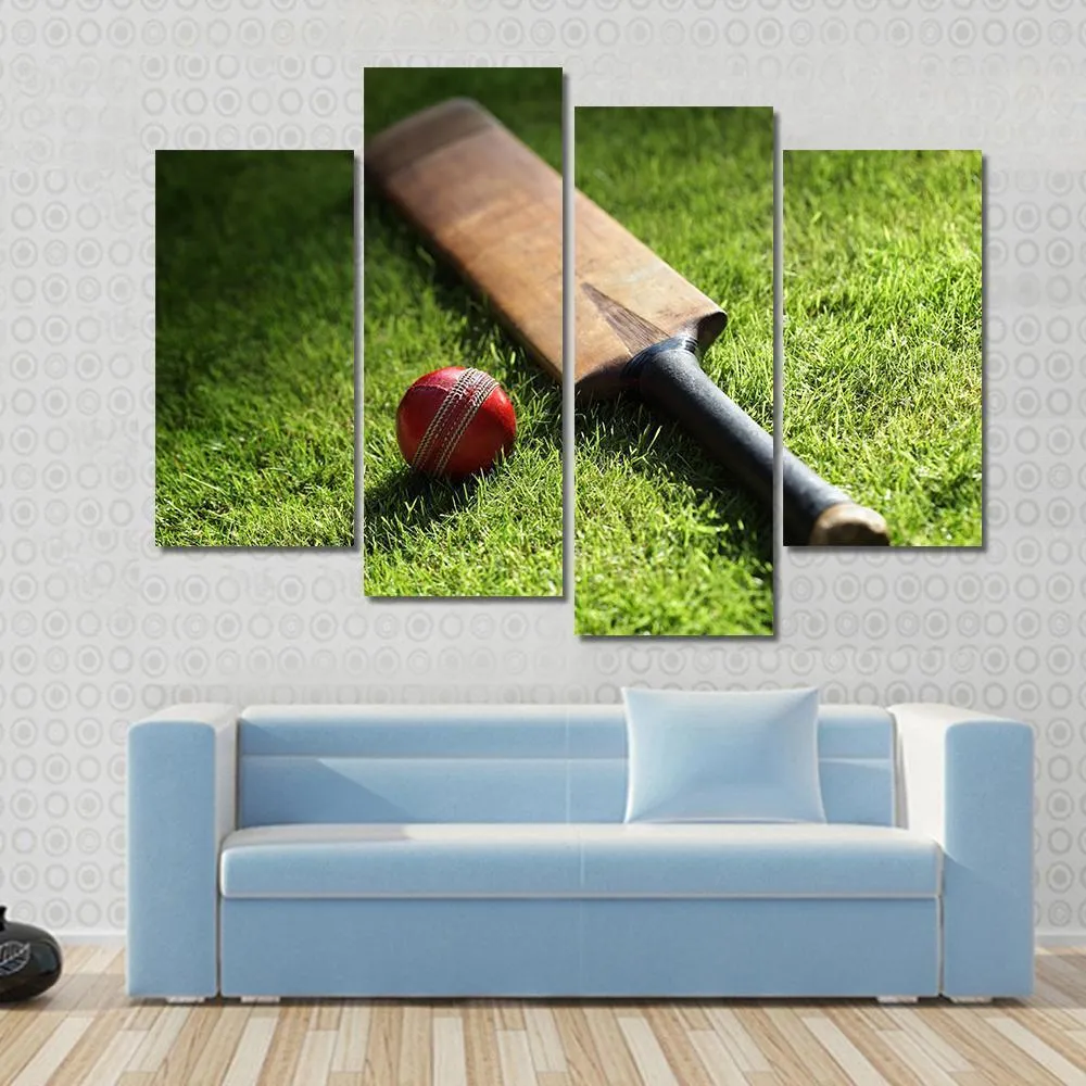 Cricket Bat & Ball Canvas Wall Art