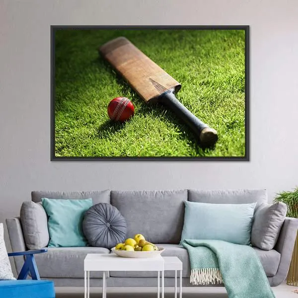 Cricket Bat & Ball Canvas Wall Art