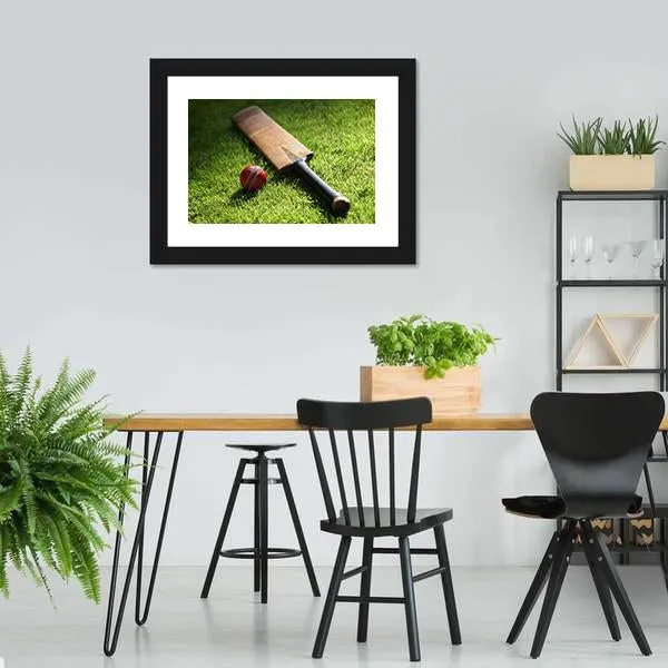 Cricket Bat & Ball Canvas Wall Art