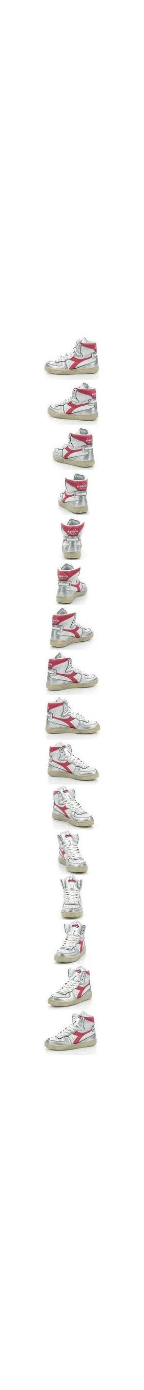 Diadora - Sneakers Haut Mi Bask Met Mix - White/Red/Silver - Mixte