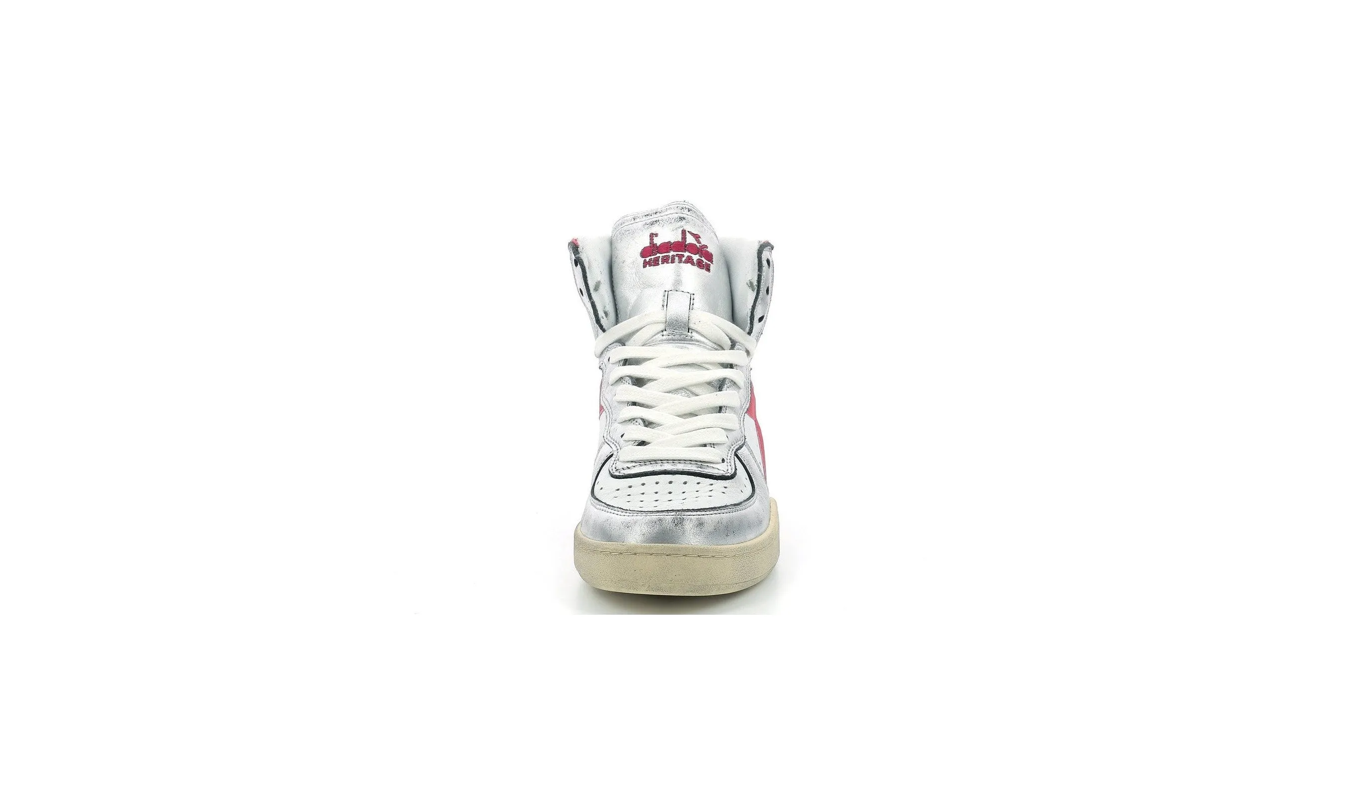 Diadora - Sneakers Haut Mi Bask Met Mix - White/Red/Silver - Mixte