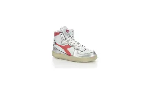 Diadora - Sneakers Haut Mi Bask Met Mix - White/Red/Silver - Mixte