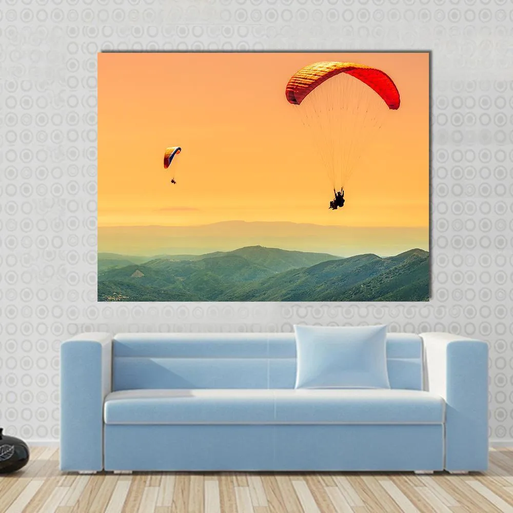 Duo Paragliding Flight Canvas Wall Art