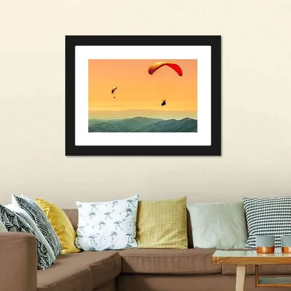 Duo Paragliding Flight Canvas Wall Art