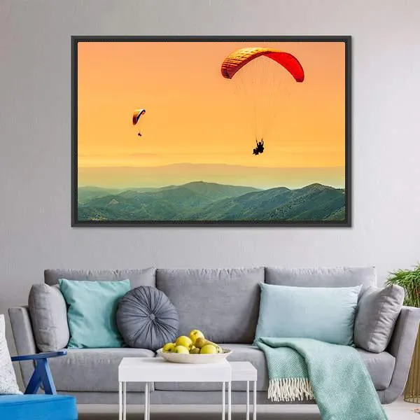 Duo Paragliding Flight Canvas Wall Art