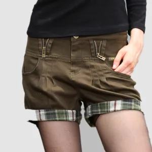 Fashion Army Casual Cotton Plaid Shorts