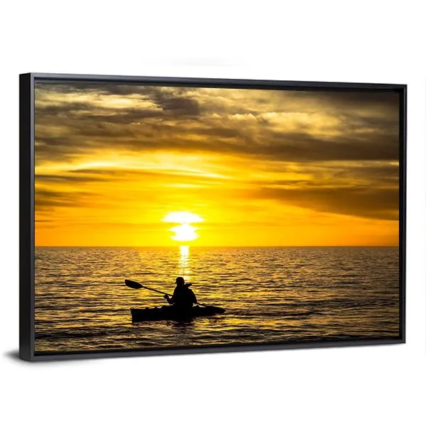 Fisherman In Kayak Canvas Wall Art