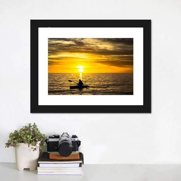 Fisherman In Kayak Canvas Wall Art