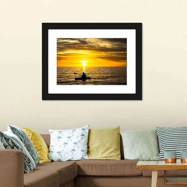 Fisherman In Kayak Canvas Wall Art