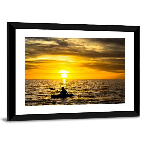 Fisherman In Kayak Canvas Wall Art