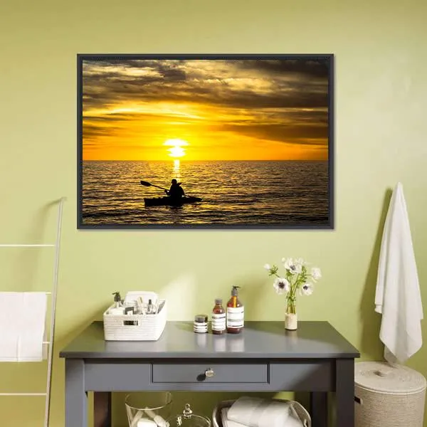 Fisherman In Kayak Canvas Wall Art