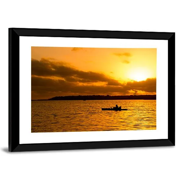 Fisherman Silhouette Canvas Wall Art