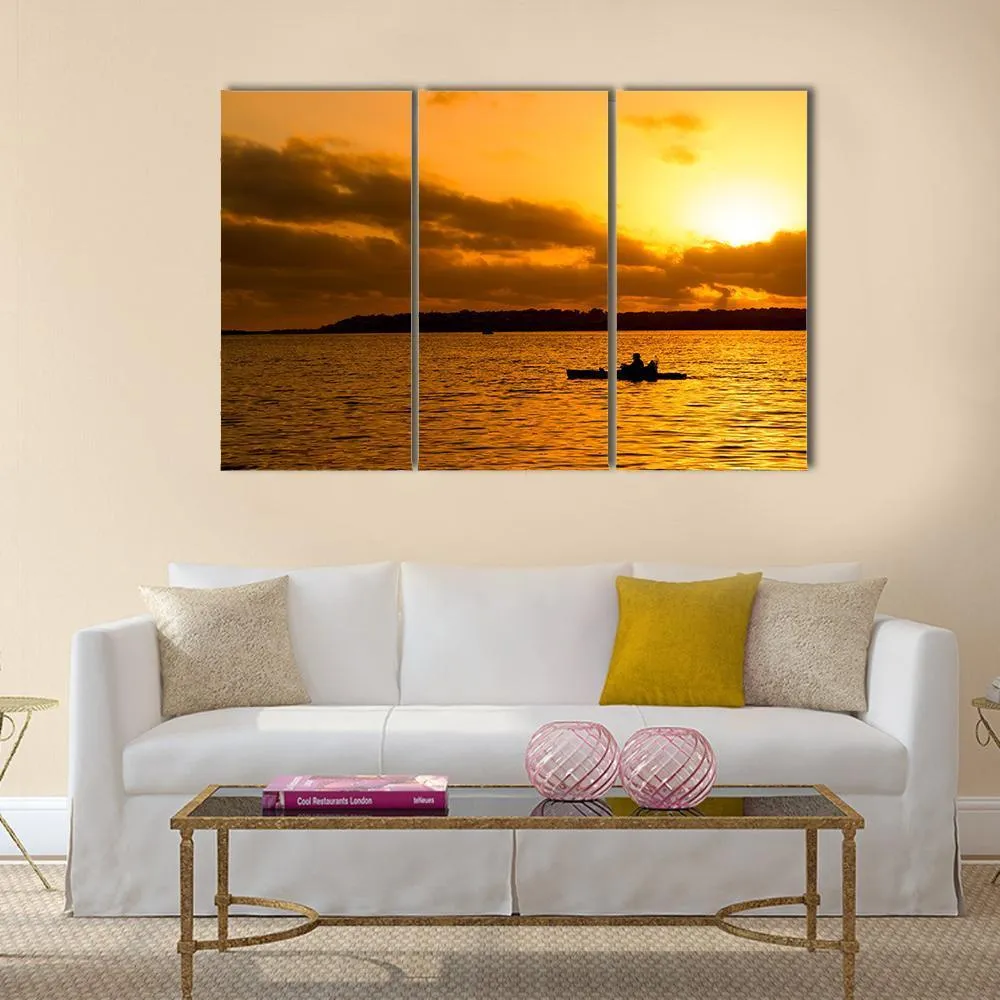 Fisherman Silhouette Canvas Wall Art