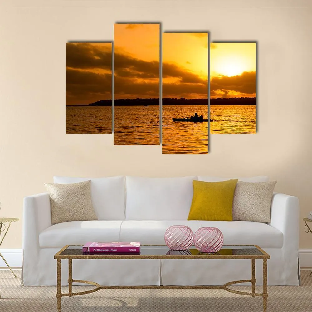 Fisherman Silhouette Canvas Wall Art