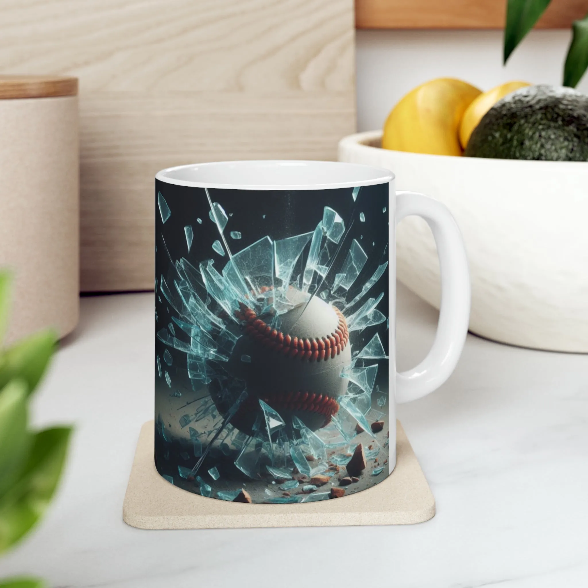 Glass Breaking Baseball  3D Mug, 11oz