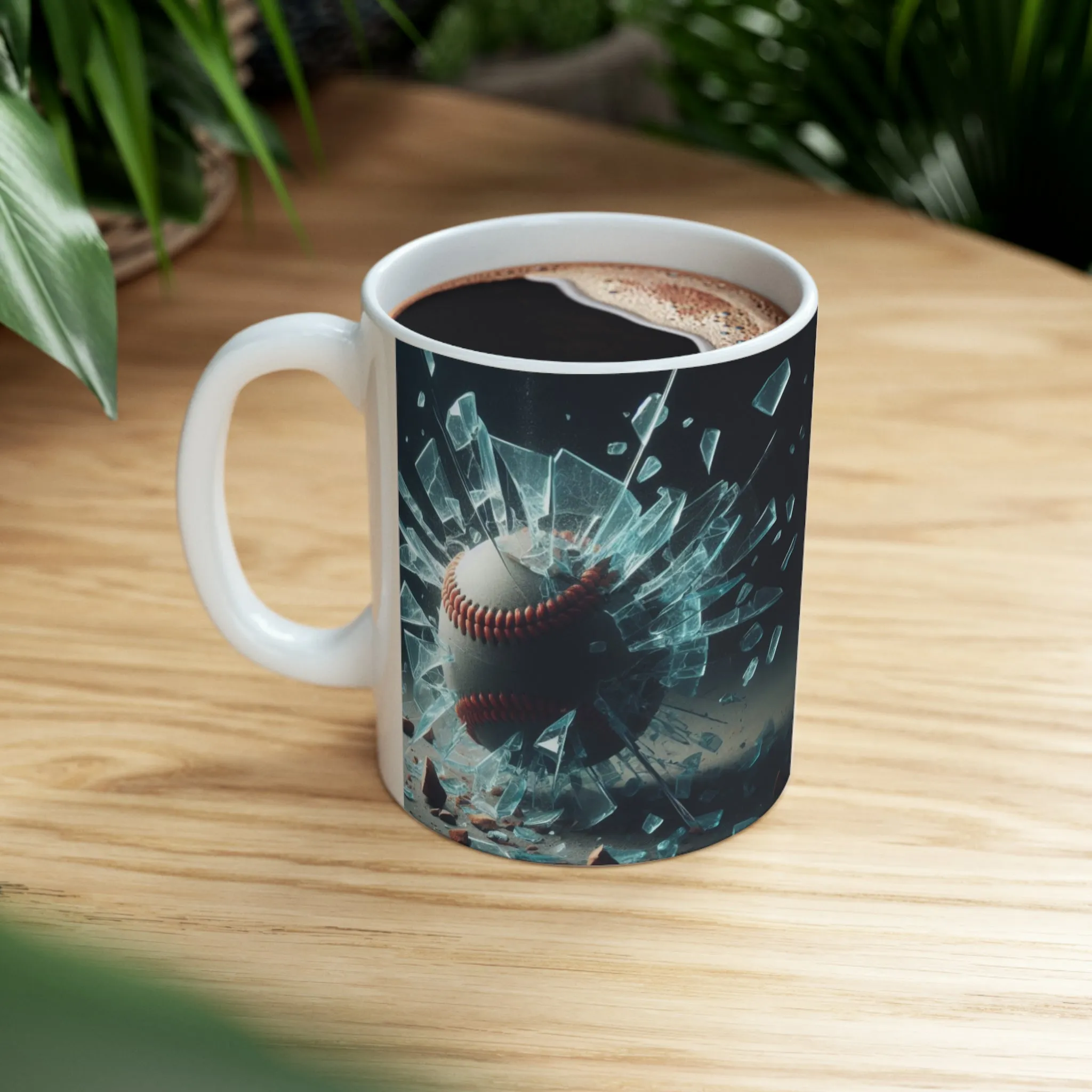 Glass Breaking Baseball  3D Mug, 11oz