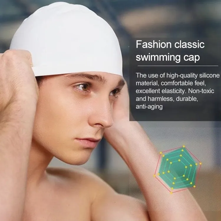 Glossy Seamless Pure Silicone High Elasticity Professional Swimming Cap(Yellow)