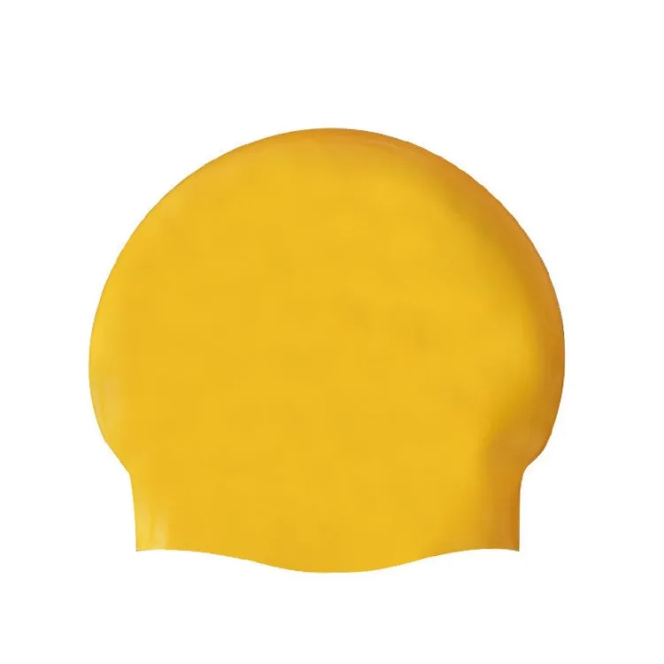 Glossy Seamless Pure Silicone High Elasticity Professional Swimming Cap(Yellow)