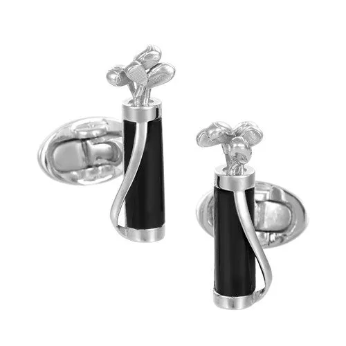 Golf Bag and Clubs Gemstone Sterling Cufflinks