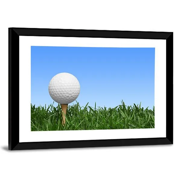 Golf Ball In Grass Canvas Wall Art