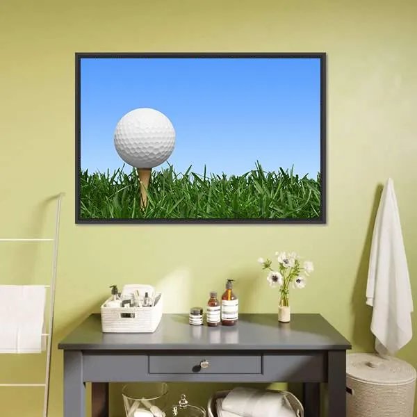 Golf Ball In Grass Canvas Wall Art