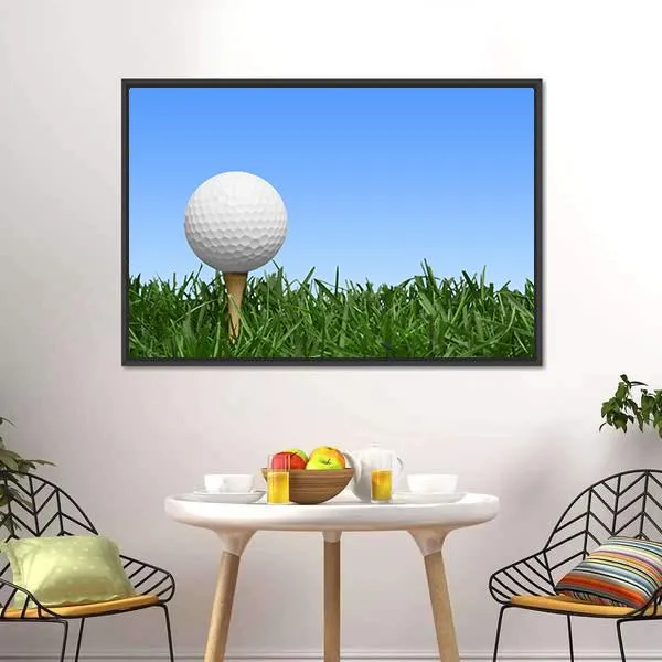 Golf Ball In Grass Canvas Wall Art