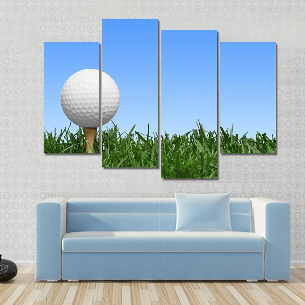 Golf Ball In Grass Canvas Wall Art