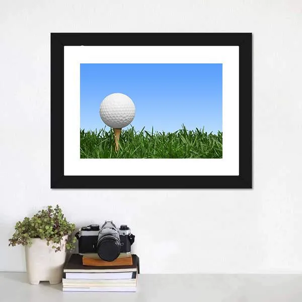 Golf Ball In Grass Canvas Wall Art