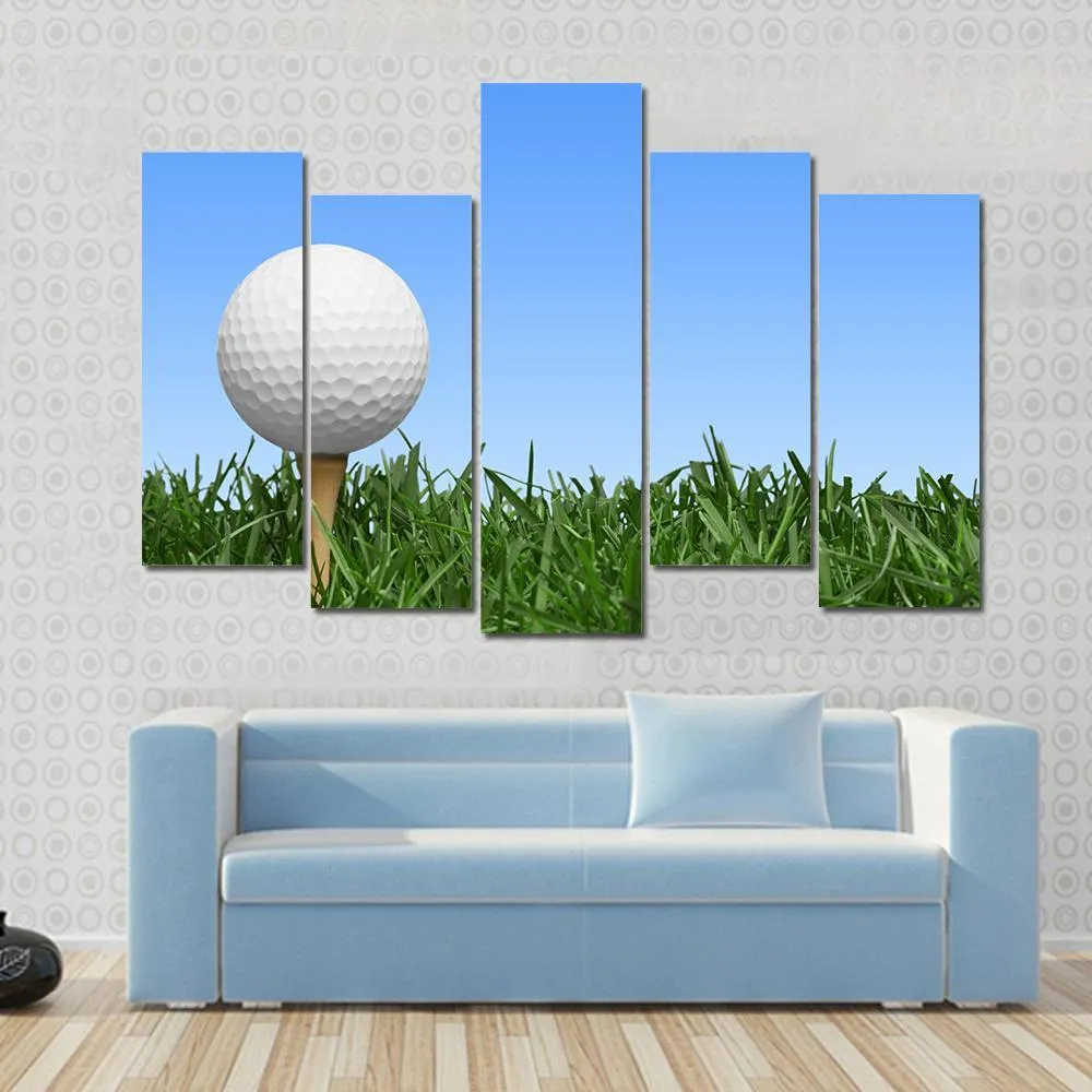 Golf Ball In Grass Canvas Wall Art