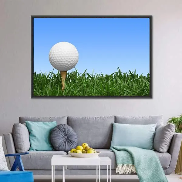 Golf Ball In Grass Canvas Wall Art