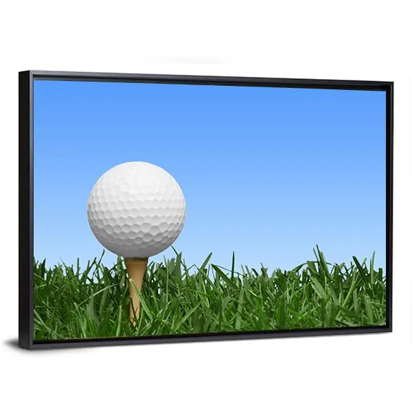 Golf Ball In Grass Canvas Wall Art