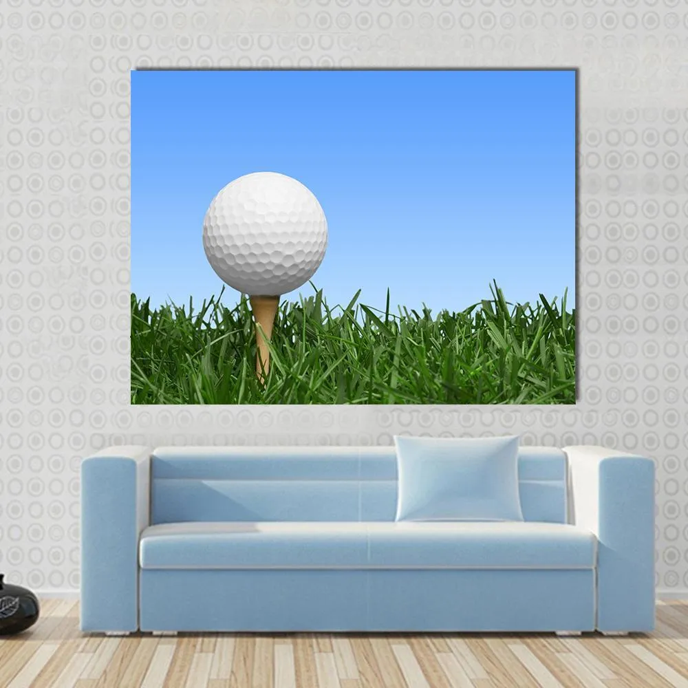 Golf Ball In Grass Canvas Wall Art