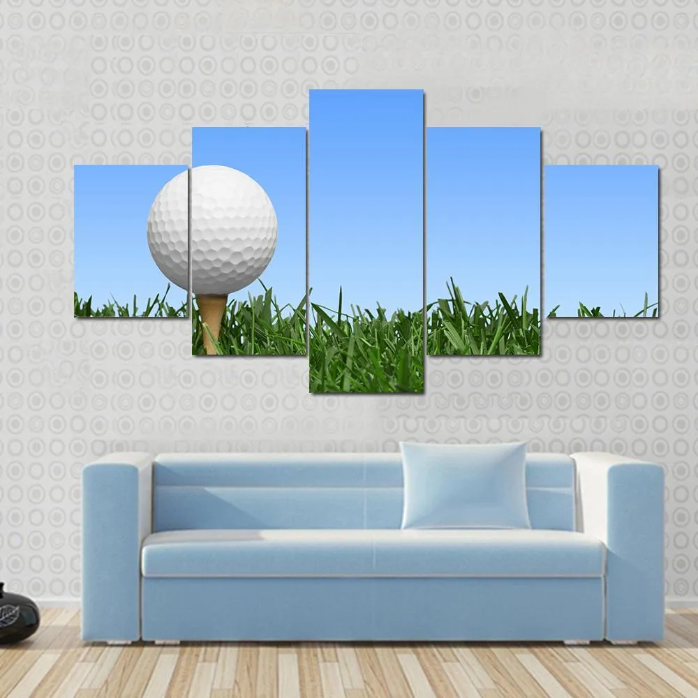 Golf Ball In Grass Canvas Wall Art