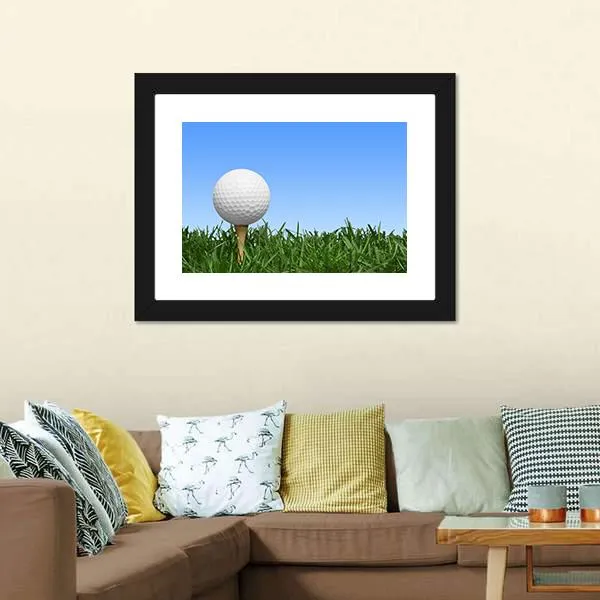 Golf Ball In Grass Canvas Wall Art