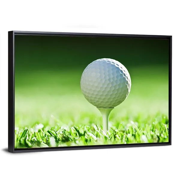 Golf Ball On Green Grass Canvas Wall Art