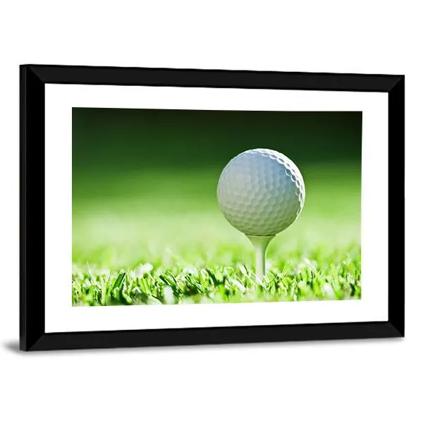 Golf Ball On Green Grass Canvas Wall Art