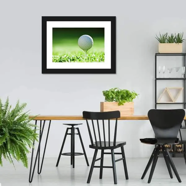 Golf Ball On Green Grass Canvas Wall Art