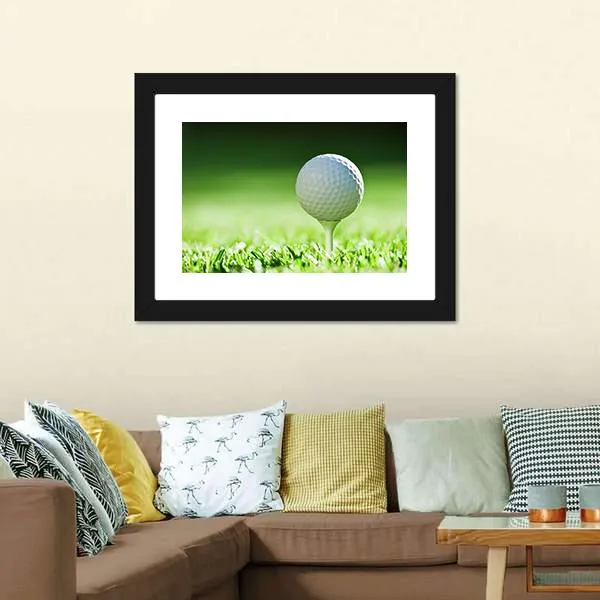 Golf Ball On Green Grass Canvas Wall Art