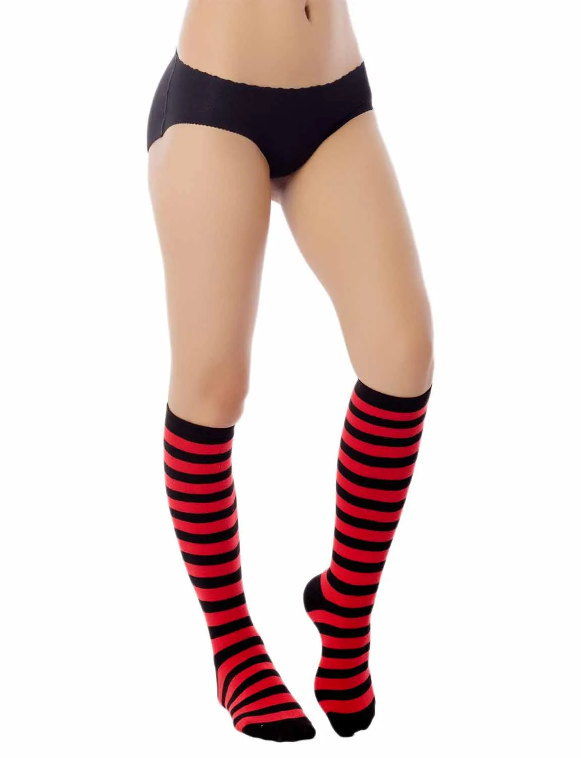 iB-iP Women's Sports Football Style Zebra Stripe Stocking Knee High Long Socks