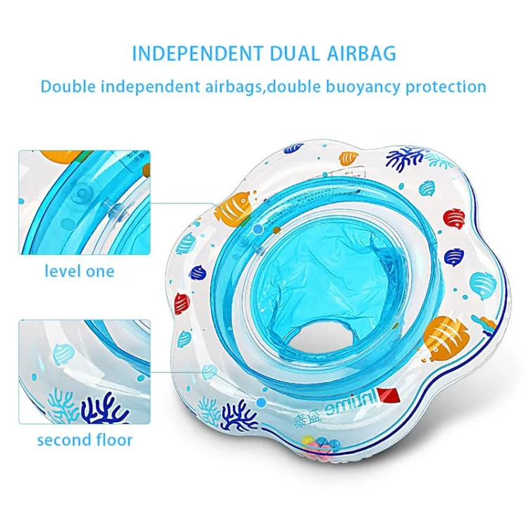 Intime PVC Infant Thick Double Underarm Swimming Ring Sitting Ring(Blue)