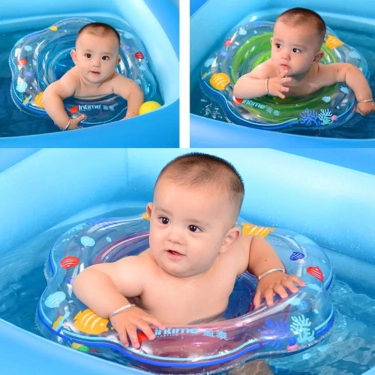 Intime PVC Infant Thick Double Underarm Swimming Ring Sitting Ring(Blue)