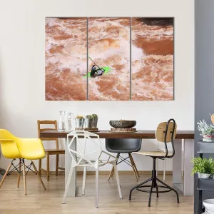 Kayak In River Canvas Wall Art