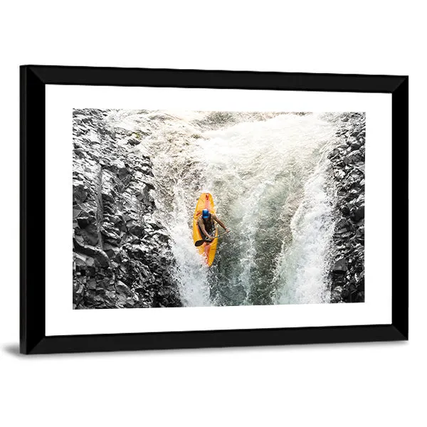 Kayaker In Diving Position Canvas Wall Art