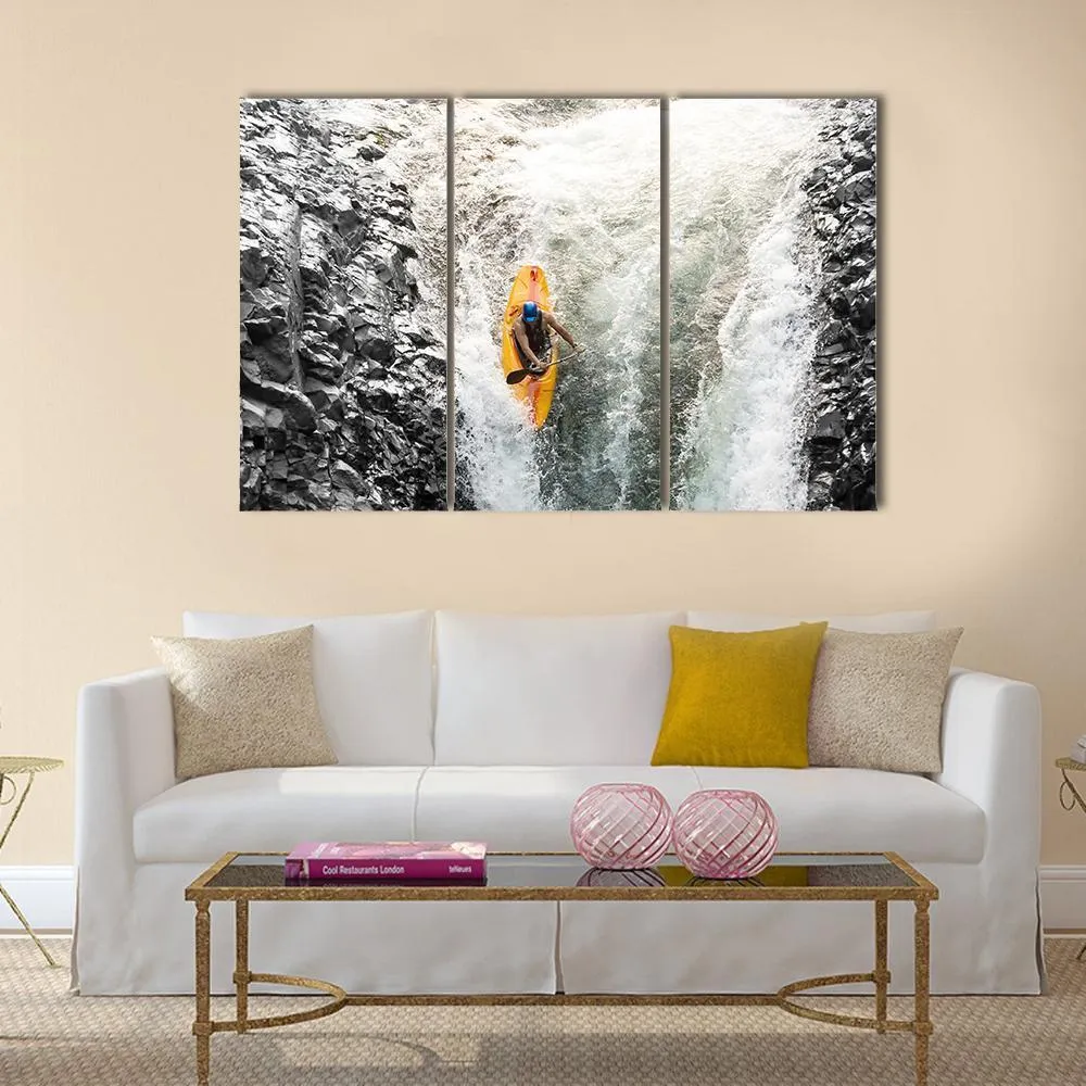 Kayaker In Diving Position Canvas Wall Art