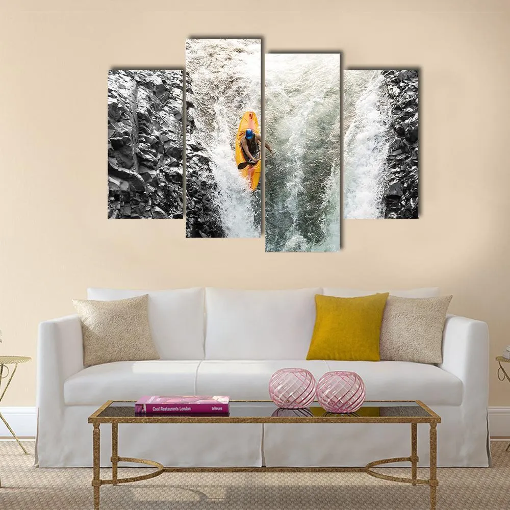 Kayaker In Diving Position Canvas Wall Art