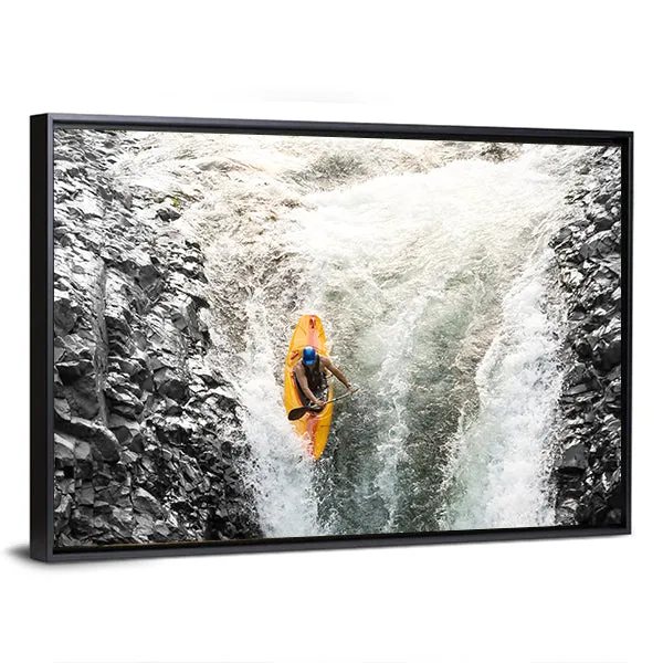 Kayaker In Diving Position Canvas Wall Art