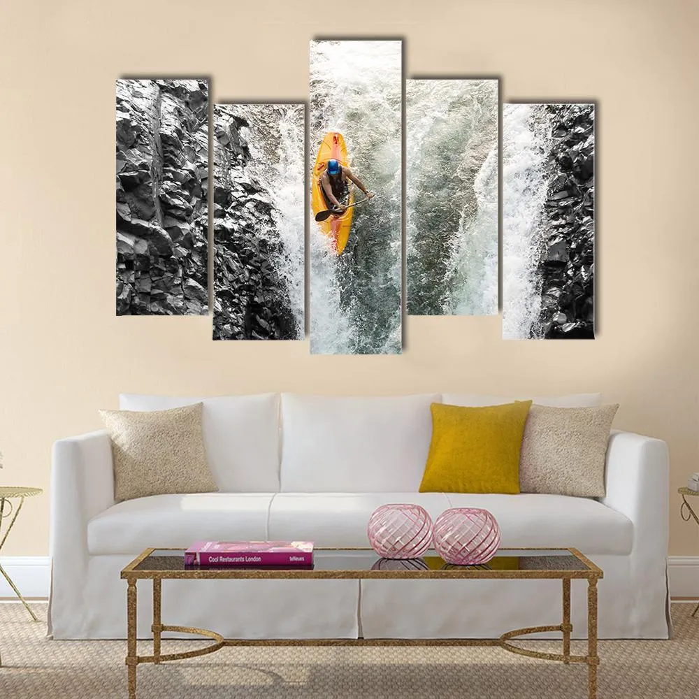 Kayaker In Diving Position Canvas Wall Art