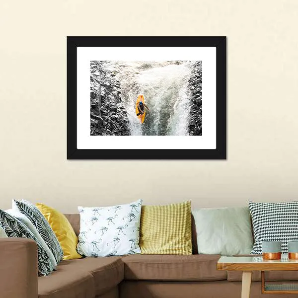 Kayaker In Diving Position Canvas Wall Art