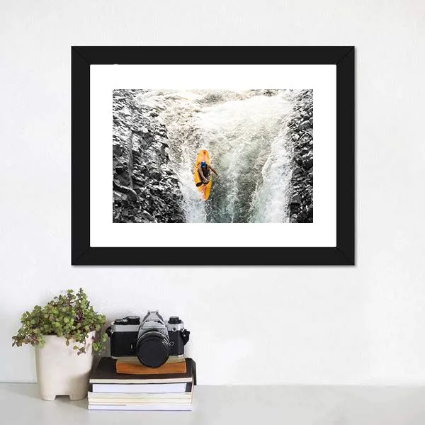 Kayaker In Diving Position Canvas Wall Art