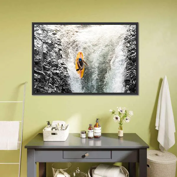 Kayaker In Diving Position Canvas Wall Art